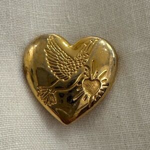 Vintage 90s THE VARIETY CLUB
Brooch / Pin Gold HEART WITH DOVE AND HEART - 2.5cm